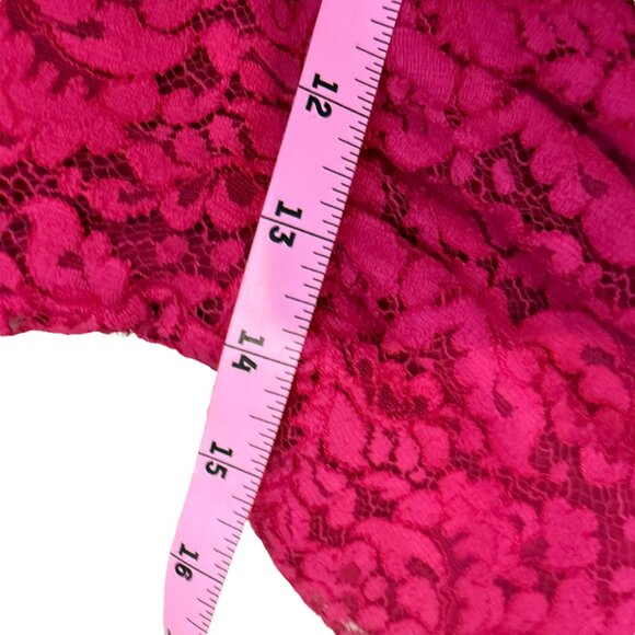 Alice and Olivia Fuschia Pink Lace Mock Neckk dress ruffled tiered mini cotton 6 - Picture 6 of 9